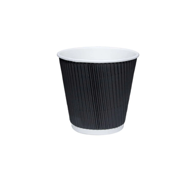 EcoFriendly Black Ripple Paper Cups 4oz Pack of 25