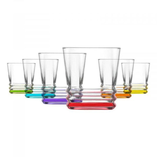 Elegant Colored Whiskey Glasses Set of 6 315cc Capacity