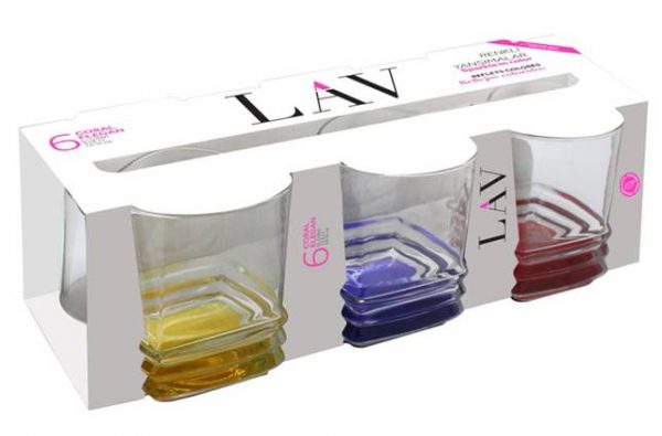 Elegant Colored Whiskey Glasses Set of 6 315cc Capacity