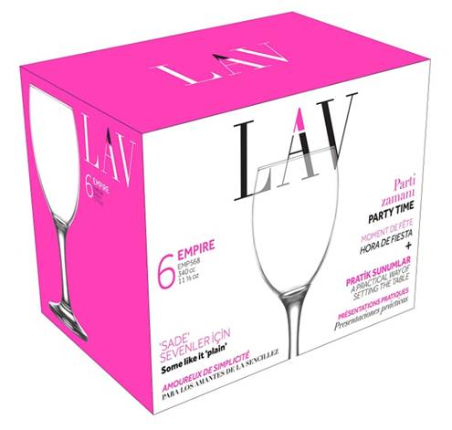 Elegant Empire Wine Glasses Set 340cc Set of 6