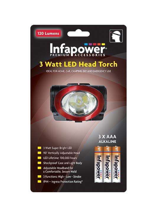 Adjustable 3 Watt LED Head Torch with 120 Lumens Output
