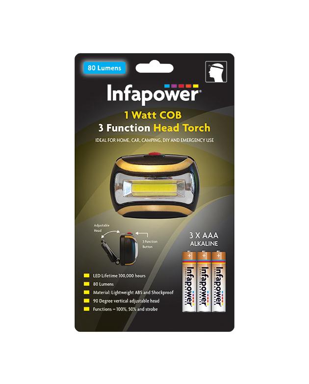 Infapower 3 Function Head Torch for Home Car Outdoors