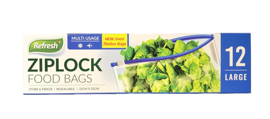 Convenient Large Ziplock Food Storage Bags 22x22cm Pack of 12