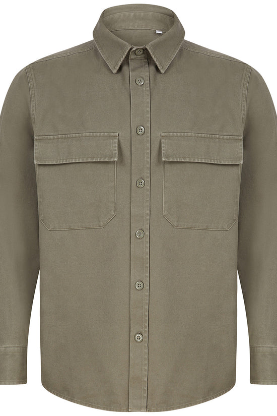 Mens Heavyweight Drill Overshirt with Mitred Pockets and Cuff