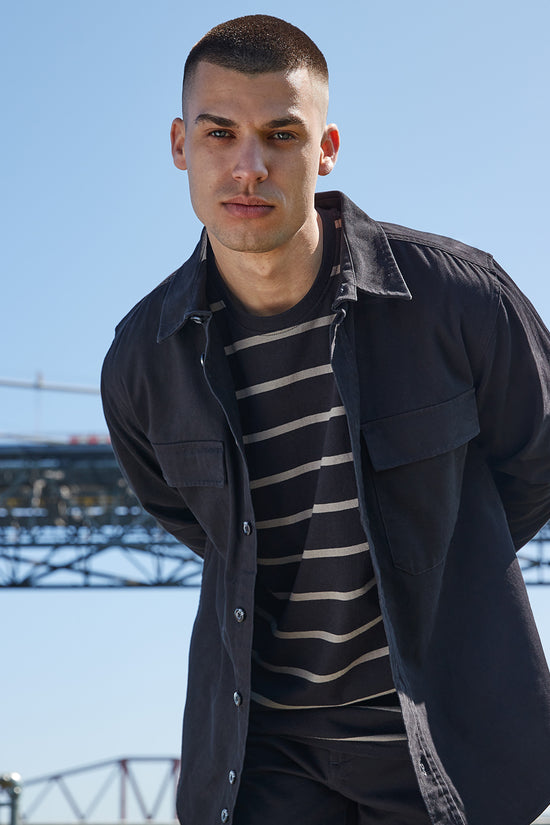 Mens Heavyweight Drill Overshirt with Mitred Pockets and Cuff