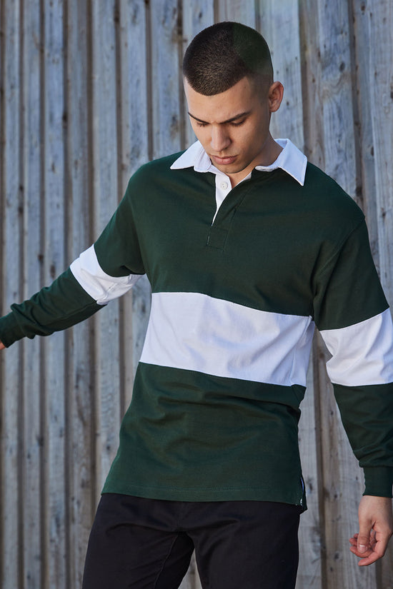 Front Row Panelled Rugby Shirt Unisex Adult Rebrandable Polo