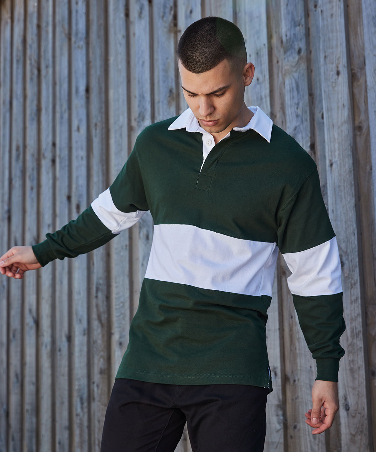 Front Row Panelled Rugby Shirt Unisex Adult Rebrandable Polo