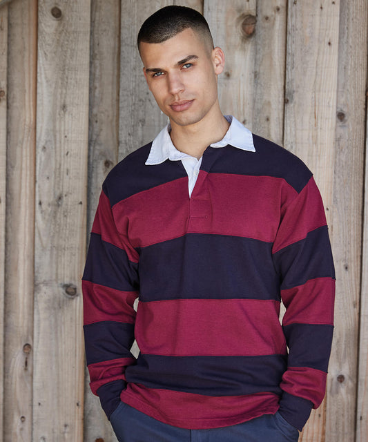 Front Row Striped Rugby Shirt with Traditional Collar