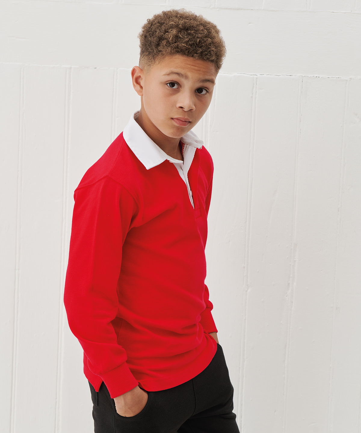 Front Row Kids Long Sleeve Plain Rugby Shirt