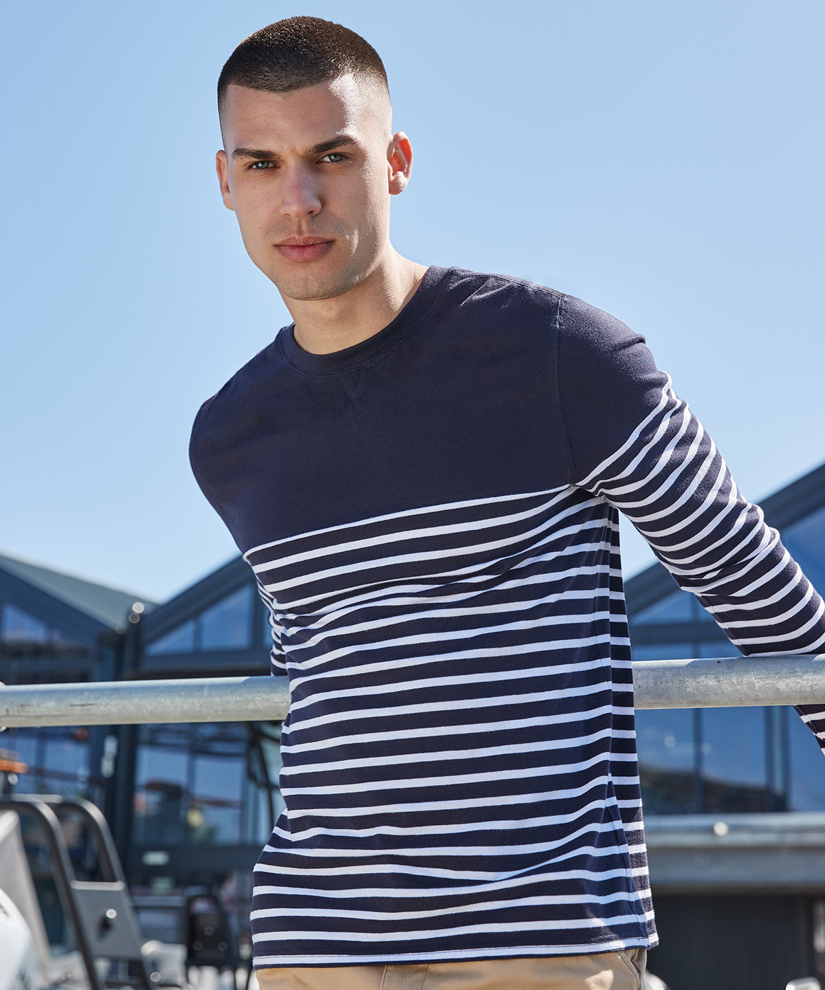 Front Row Mens Long Sleeve Breton Striped TShirt