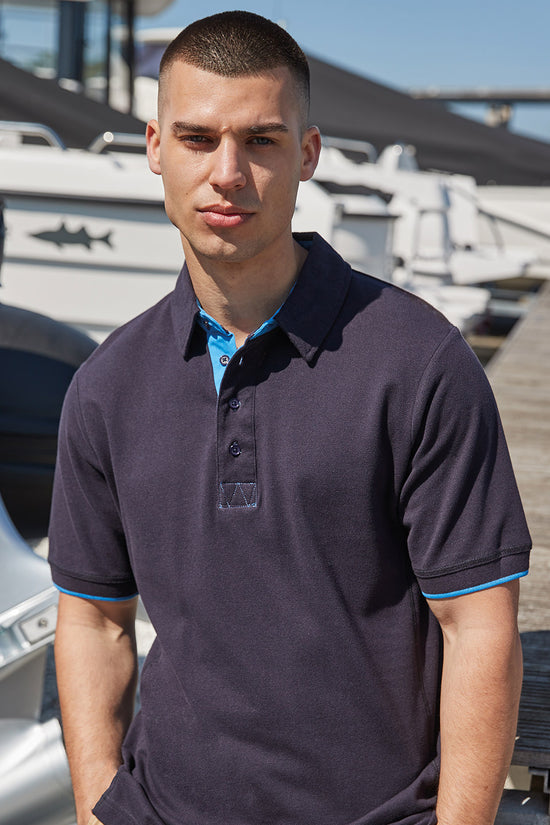 Front Row Contrast Piqu Polo Shirt for Stylish Men