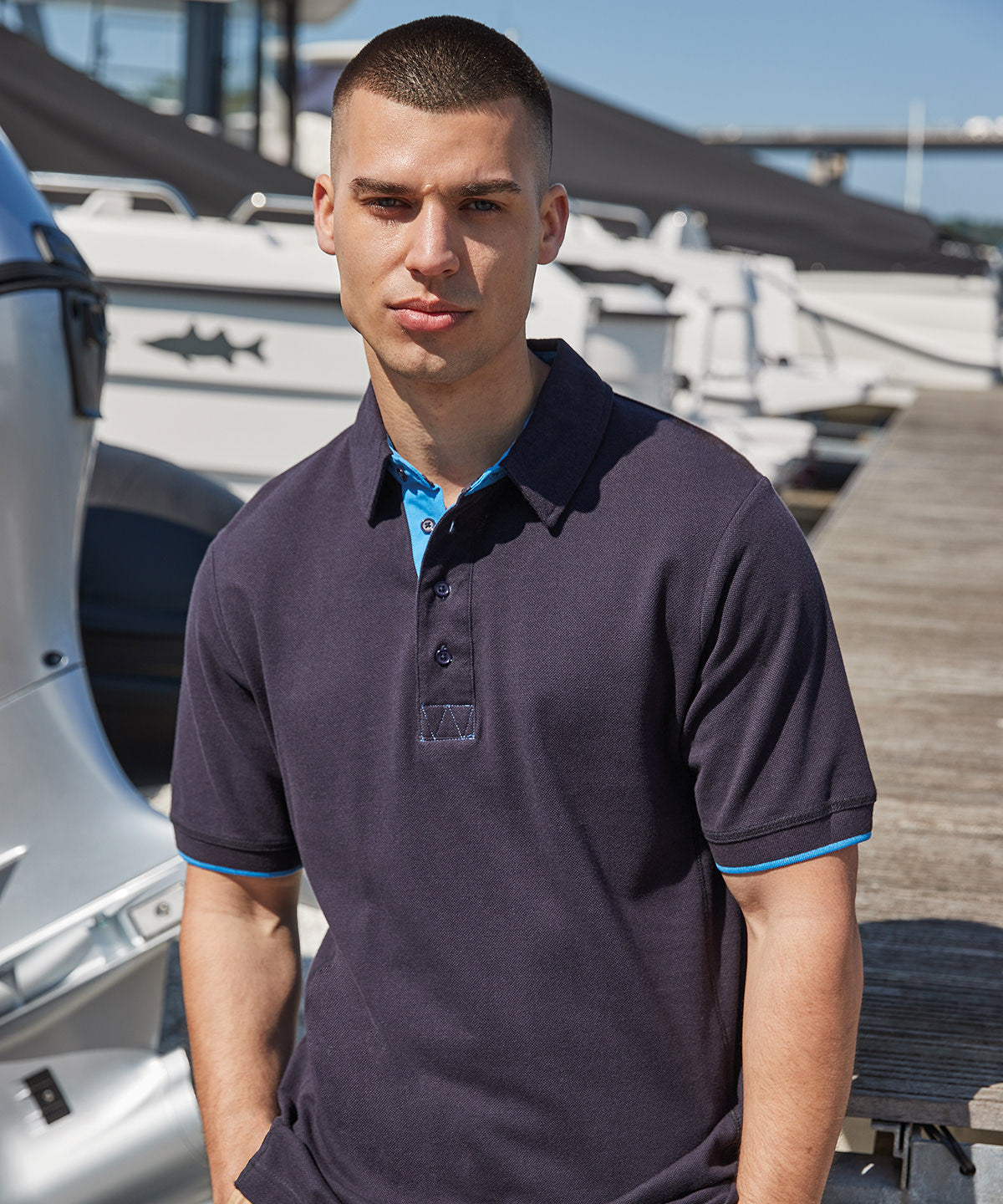 Front Row Contrast Piqu Polo Shirt for Stylish Men