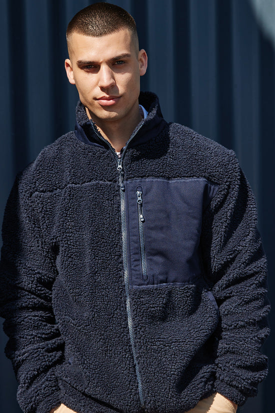 Front Row Recycled Sherpa Fleece Unisex Jacket Sustainable Outdoor Wear