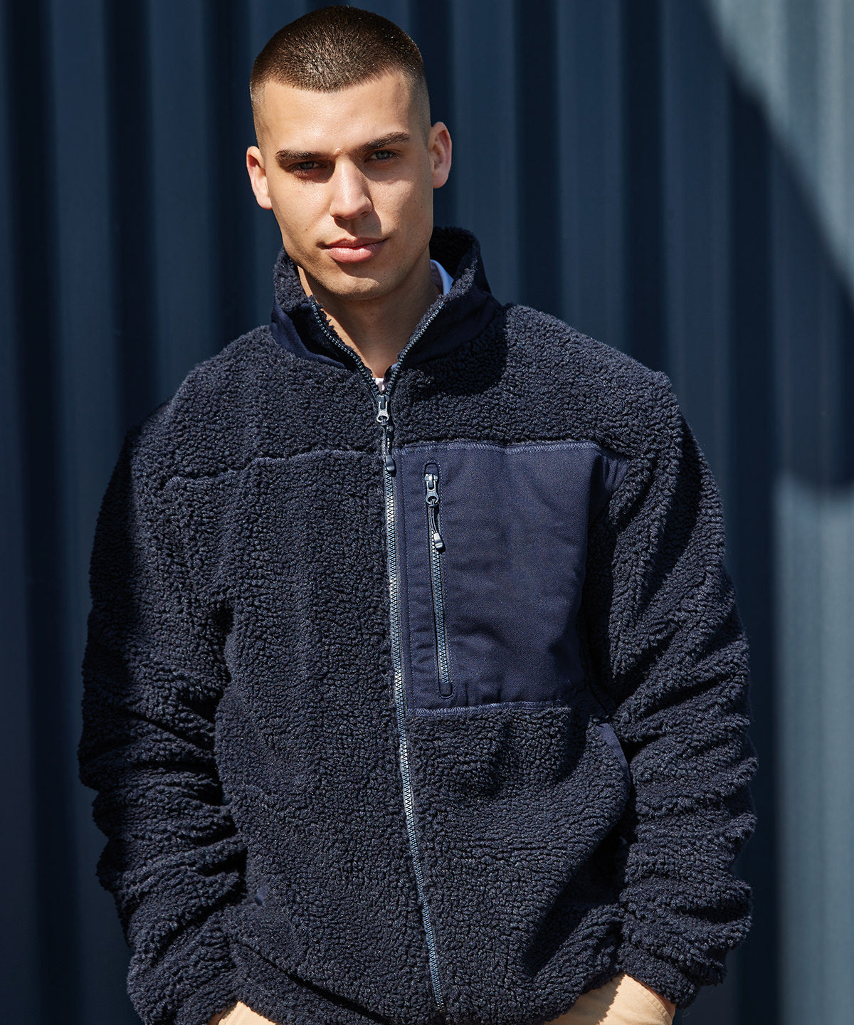 Front Row Recycled Sherpa Fleece Unisex Jacket Sustainable Outdoor Wear