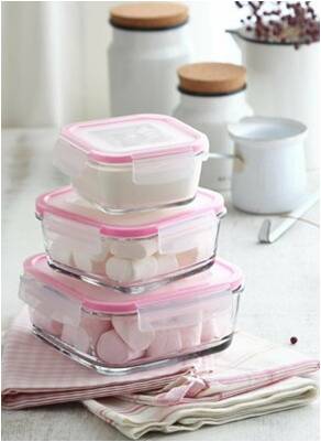 375cc Glass Food Storage Container Set Assorted Colors
