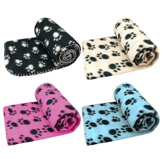 Large Soft Fleece Paw Print PET Blanket Assorted Colors