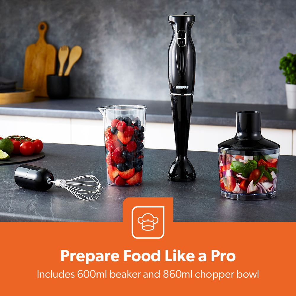 Electric 4in1 Hand Blender Stick with Whisk 200W Black GHB6144UKBK