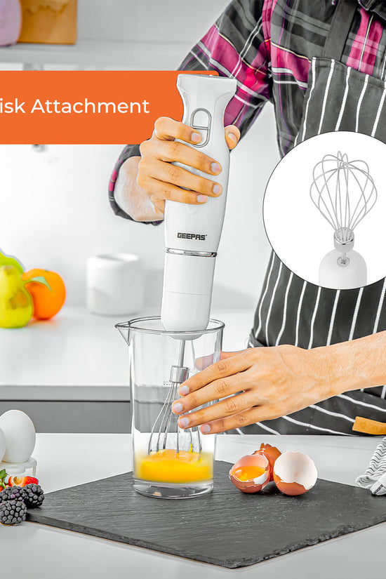 Electric 4in1 Hand Blender Stick with Whisk 200W White GHB6144UKWT