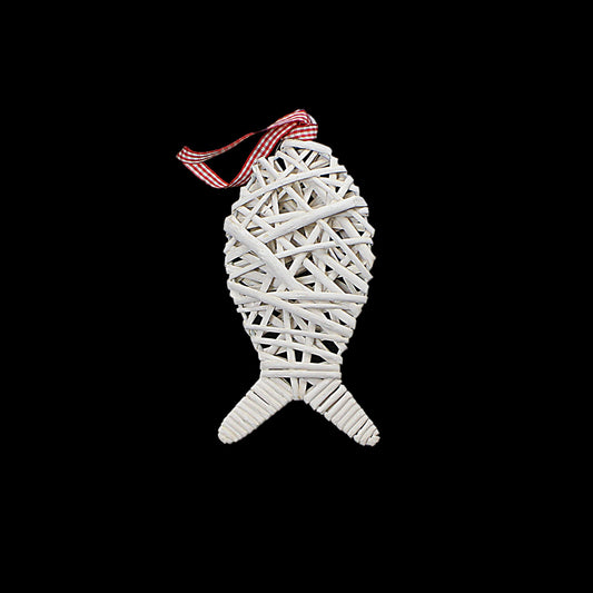 Handcrafted Garden Decoration Straw Hanging Fish 21 cm