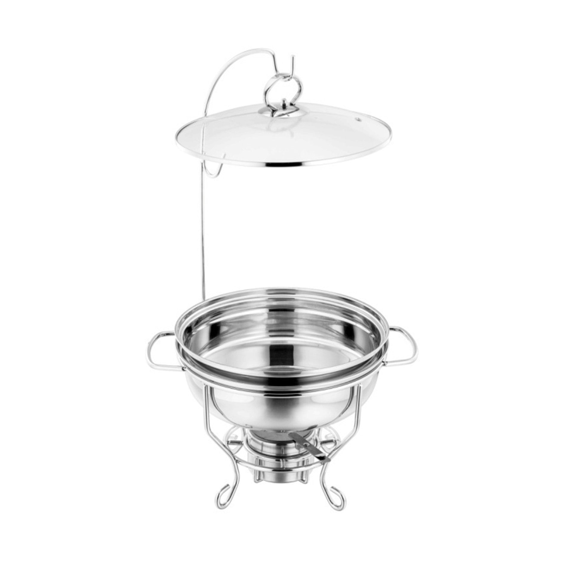 Elegant SQ Round Banquet Buffet Chafing Dish with Glass Lid 4L Capacity