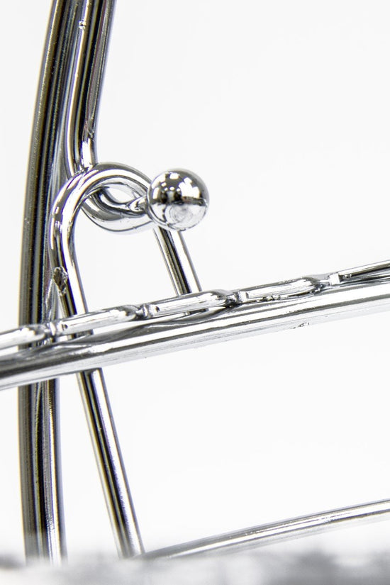 Stylish Chrome Metal Fruit Basket with Swinging Design