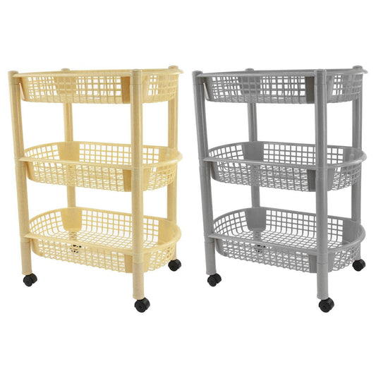 3Tier Plastic Oval Kitchen Trolley for Fruits and Vegetables