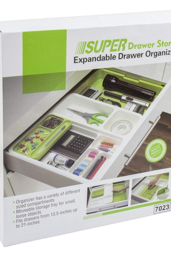 Adjustable Plastic Drawer Organizer White Green 3453 x 365 x 55cm