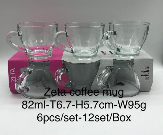 Zeta Coffee Mugs Set of 6 82ml Capacity