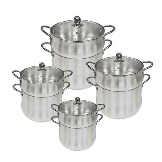 4Piece Aluminium Cuscus Pot Set 16182022 Gas Electric Ceramic Halogen Handwash Only