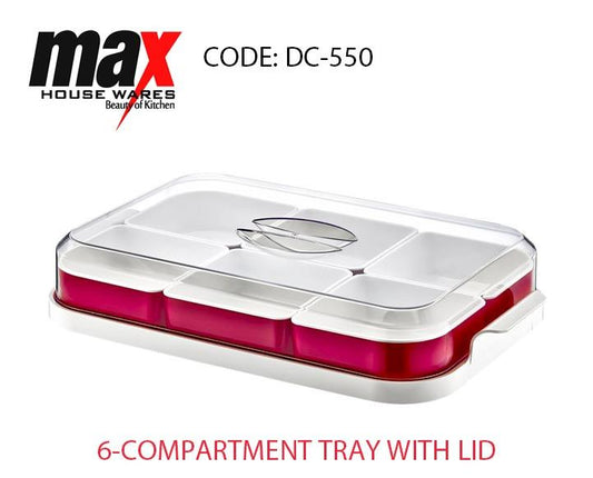 6 Compartment Tray With Lid Perfect Kitchen and Home Organizer