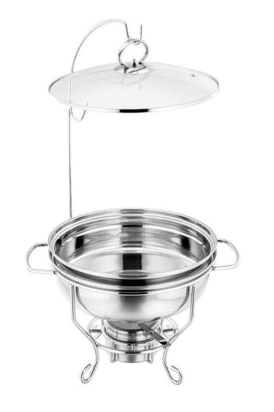 Elegant SQ Round Banquet Buffet Chafing Dish with Glass Lid 6L Capacity