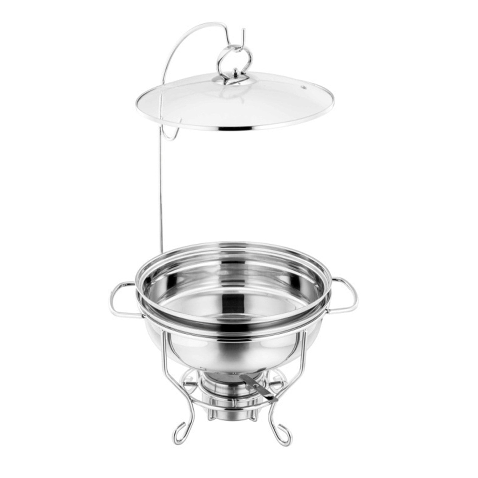 Elegant SQ Round Banquet Buffet Chafing Dish with Glass Lid 6L Capacity