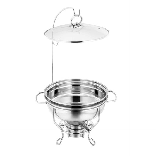 Elegant SQ Round Banquet Buffet Chafing Dish with Glass Lid 6L Capacity