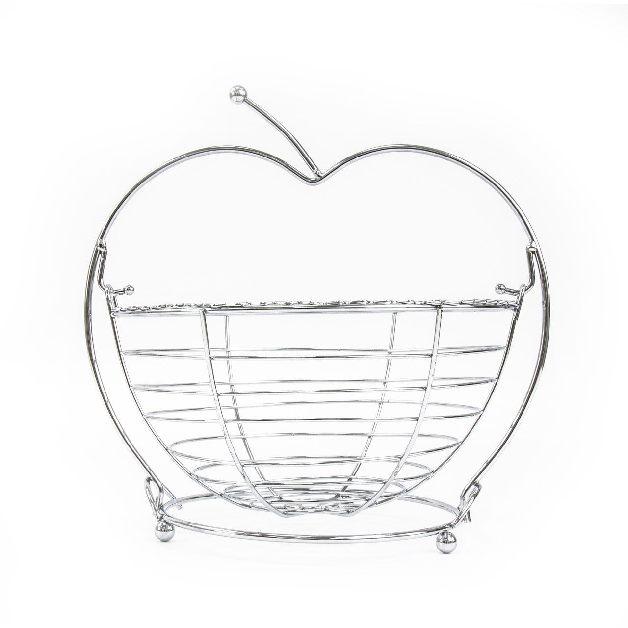 Stylish Chrome Metal Fruit Basket with Swinging Design