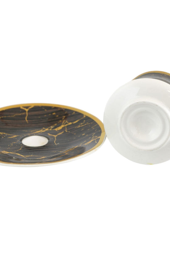 Durane Sylva 12pc Tea Set Black BrownGold 175ml