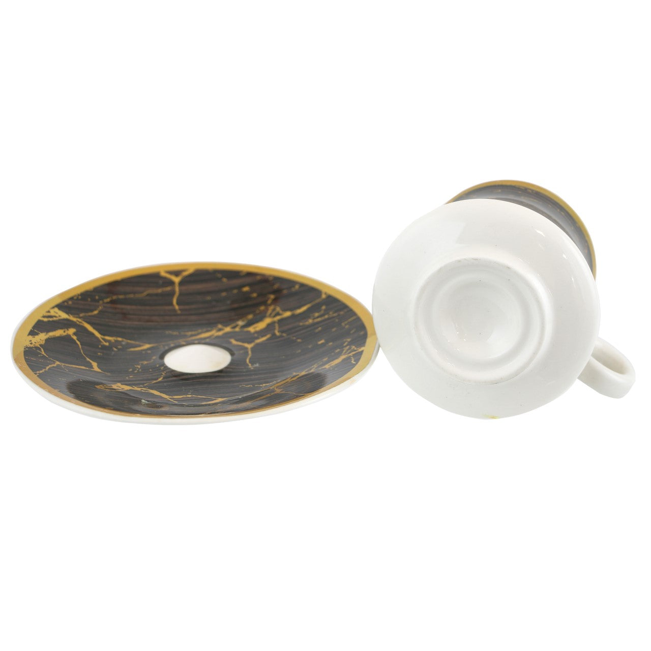 Durane Sylva 12pc Tea Set Black BrownGold 175ml