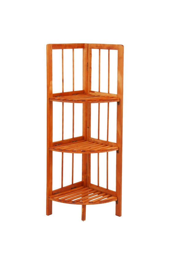 Stylish Wooden Corner Rack Maple 3 Tier Organizer