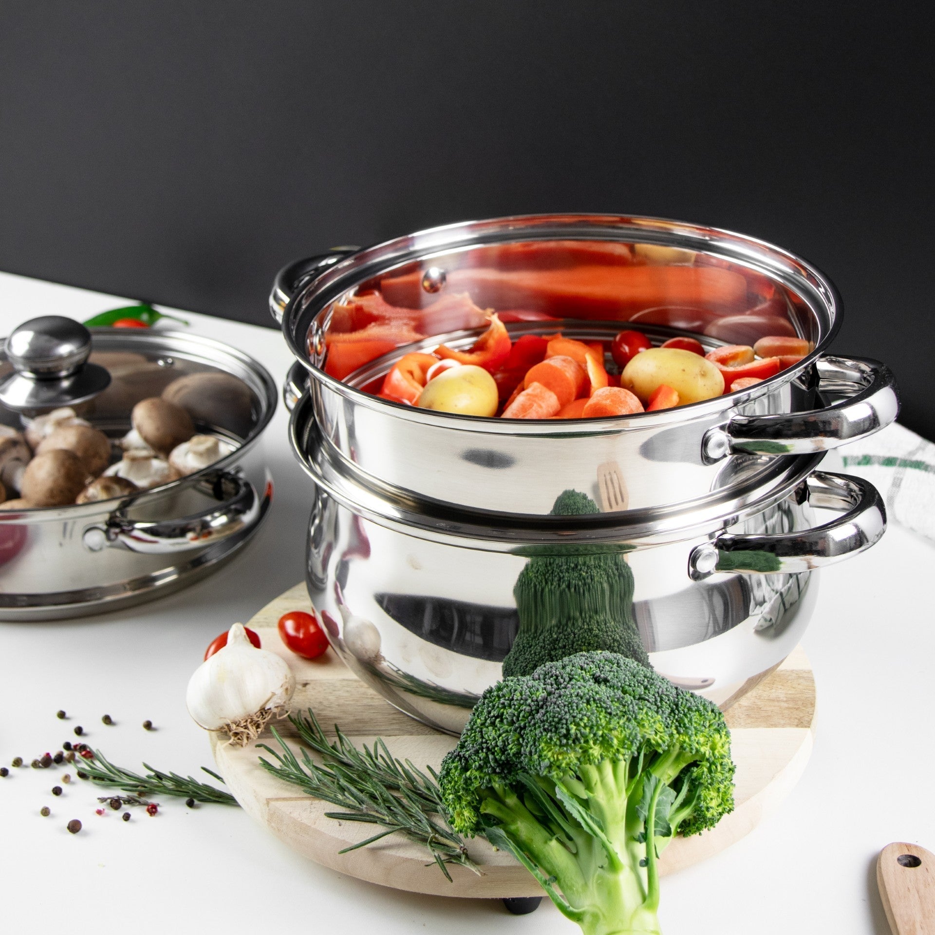SQ Professional Lustro 3 Tier Stainless Steel Steamer 20cm 3L