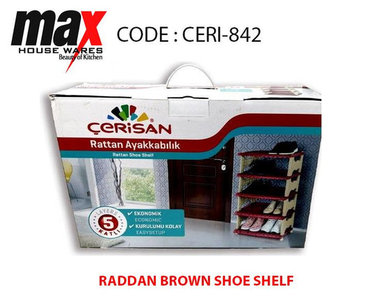 Raddan Brown Shoe Shelf Organizer with 5 Layers