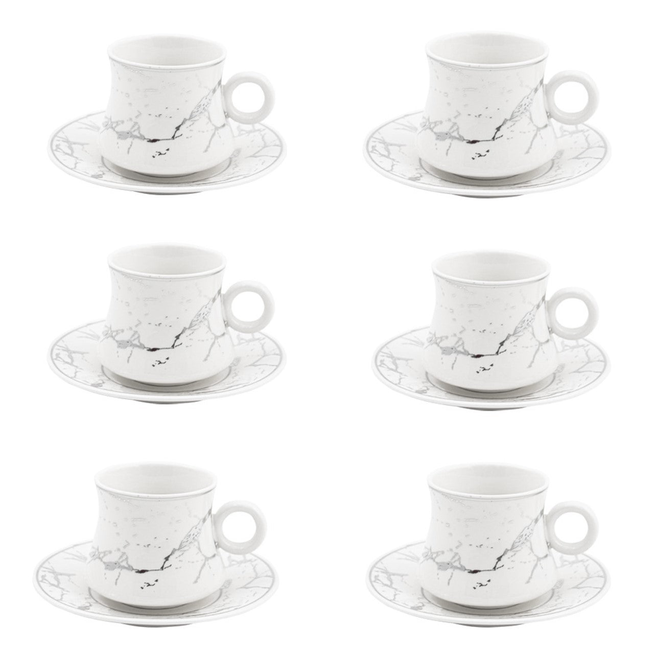 Elegant Durane Raku Tea Set 12pc in White and Silver 175ml