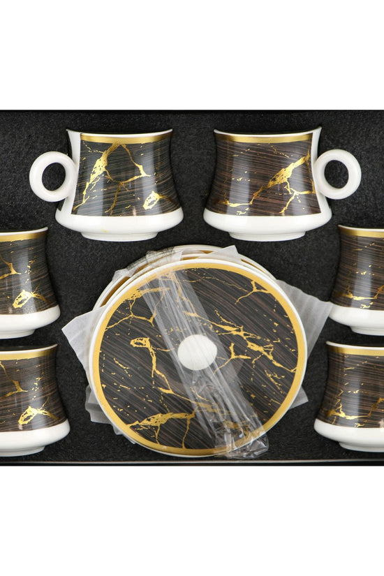 Durane Sylva 12pc Tea Set Black BrownGold 175ml