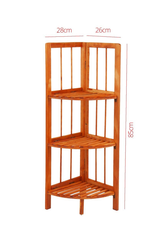 Stylish Wooden Corner Rack Maple 3 Tier Organizer