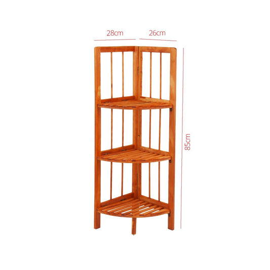 Stylish Wooden Corner Rack Maple 3 Tier Organizer