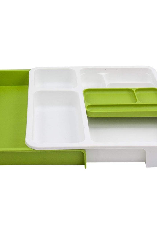 Adjustable Plastic Drawer Organizer White Green 3453 x 365 x 55cm