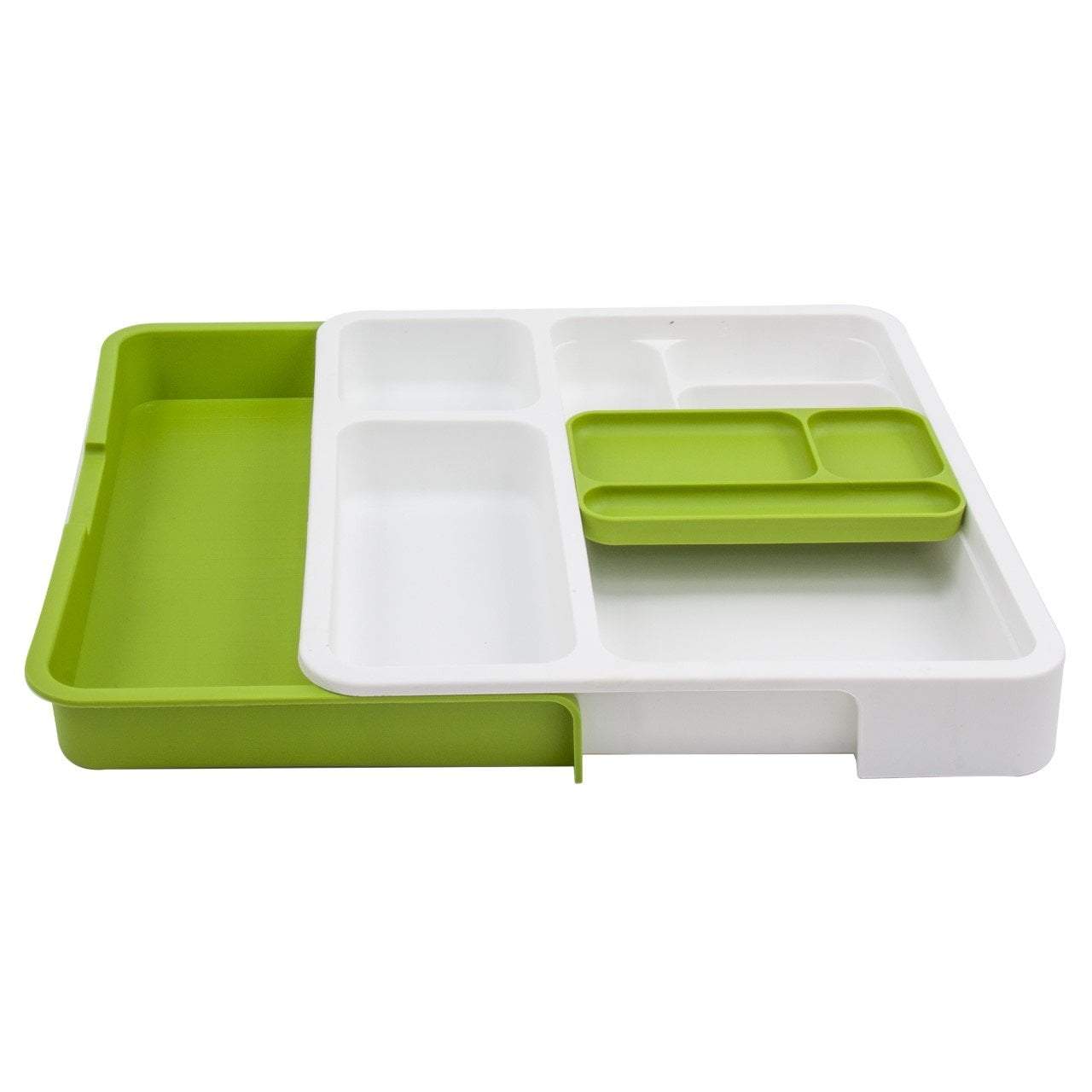 Adjustable Plastic Drawer Organizer White Green 3453 x 365 x 55cm