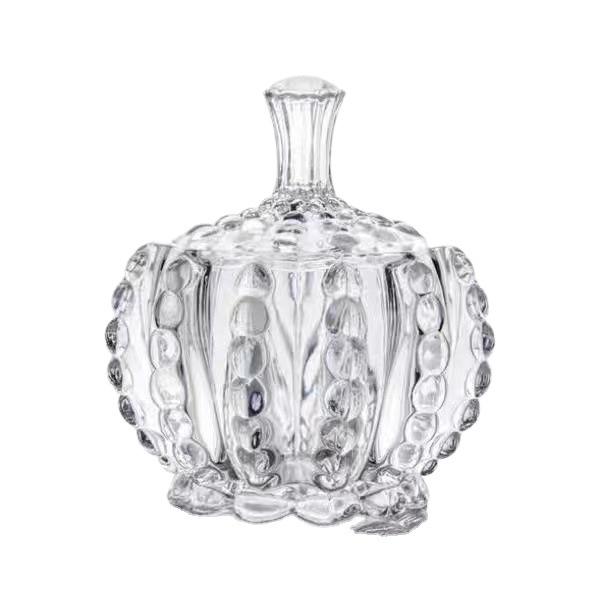 Elegant Crystal Glass Sugar Jar with Lid 8 x 8 cm