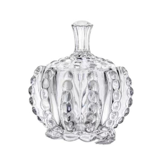 Elegant Crystal Glass Sugar Jar with Lid 8 x 8 cm