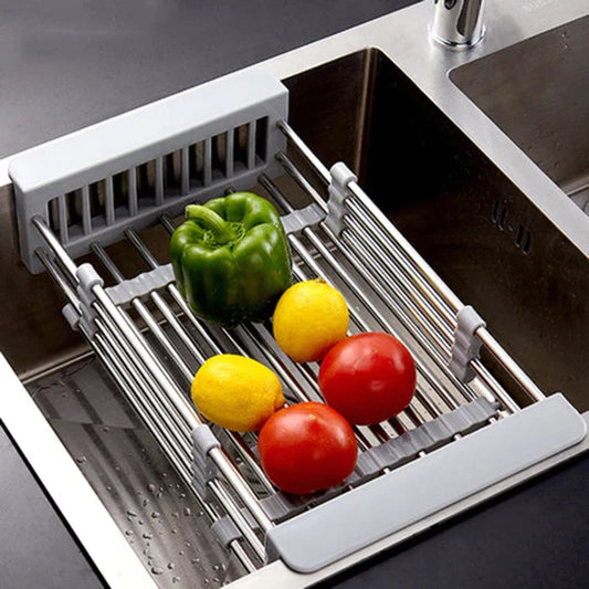 Retractable Drain Rack Basket for Kitchen Organization