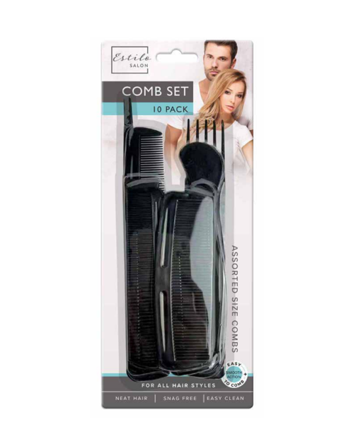 10Piece Assorted Plastic Hair Combs Pack for Styling