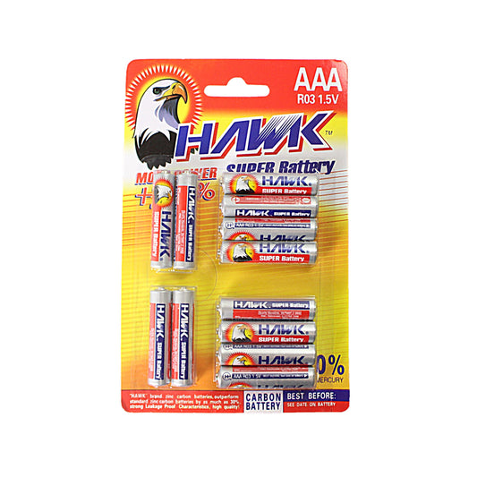 12 Pack Hawk Super Battery AAA 15V Carbon Batteries